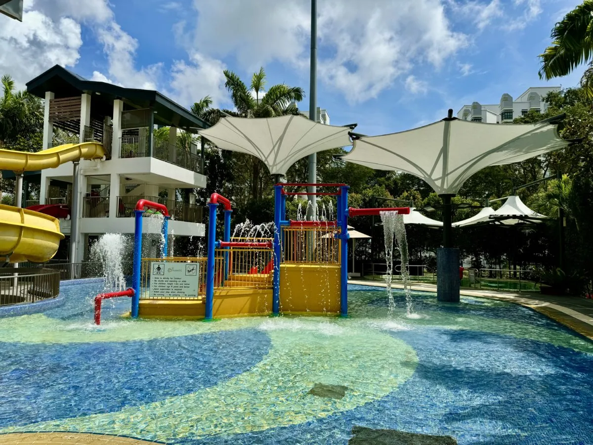Water slides and fun pool area at Pasir Ris Swimming Complex